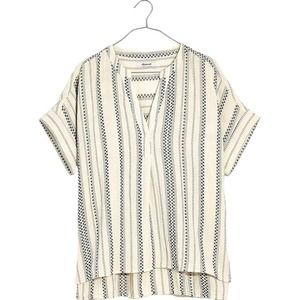Madewell Women's Medium Top Lightspun Lakeline Popover Shirt in Jacquard Stripe